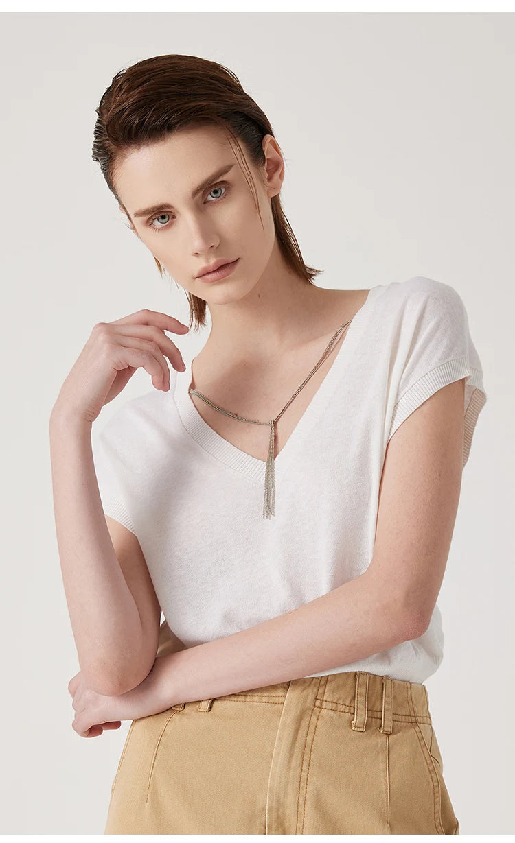 BG3511194  Ladies Clothes can be worn on both sides Summer Sweaters for Women Wool Silk Tops Women's Clothing Tshirt