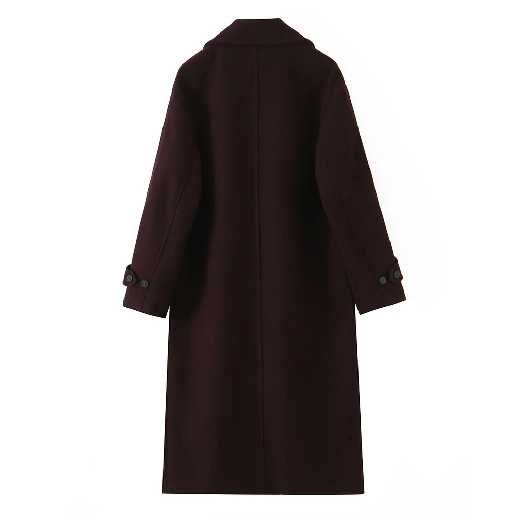 Women Winter Luxury Long Coats Solid Warm Soft Wool Long Coat Women High Street Loose Casual Double Breasted Overcoat 2025