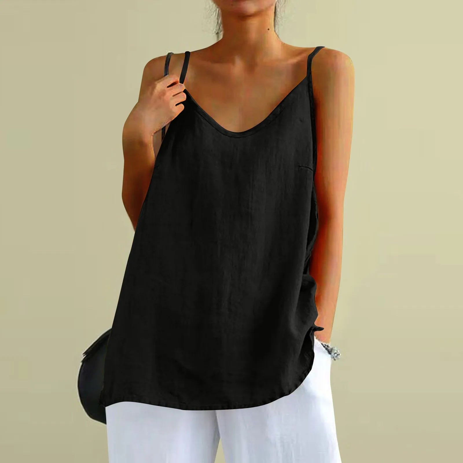 Women's tops sexys Cotton Linen Camisole Vest Summer Loose Sleeveless Versatile Bottom Top solid color blouse classic camisetas
