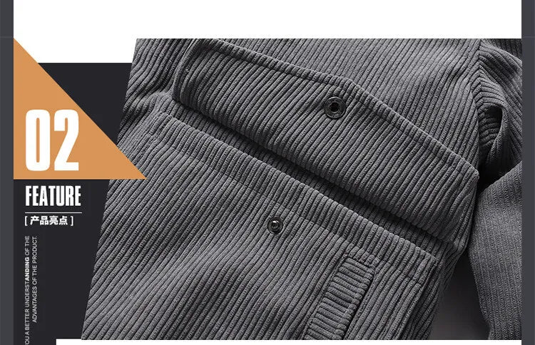 Corduroy lamb wool jacket men's winter loose fleece thickened casual lapel jacket men's clothes men jacket