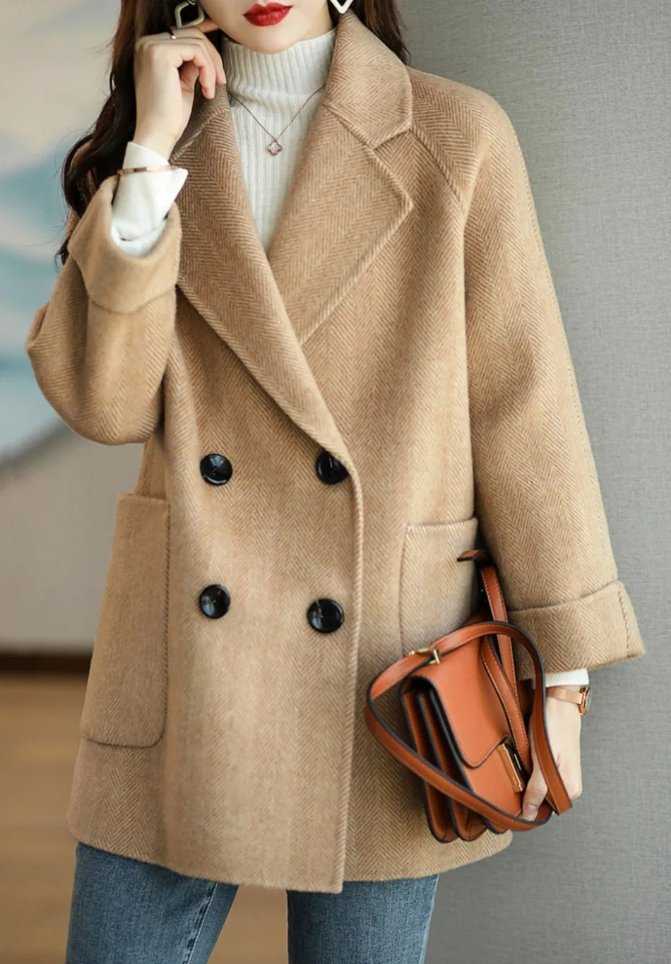 Wool Coat Elegance Coats and Jackets Women New In Autumn Winter Jacket Women Korean Style Long Sleeve Office Lady Trench Coat