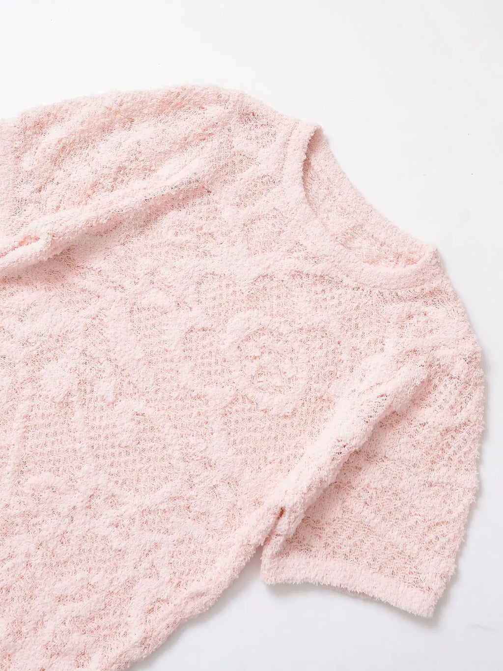 Women's clothing 2025 summer new style fashionable light-cooked style flower print texture knitted top