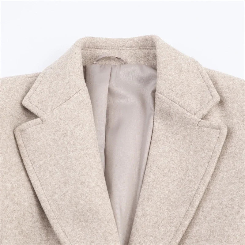 Women Trench Coat Casual Winter Warm Lapel Collar Thick Long Coat Elegant Lady Full Sleeves Chic Streetwear Outerwear