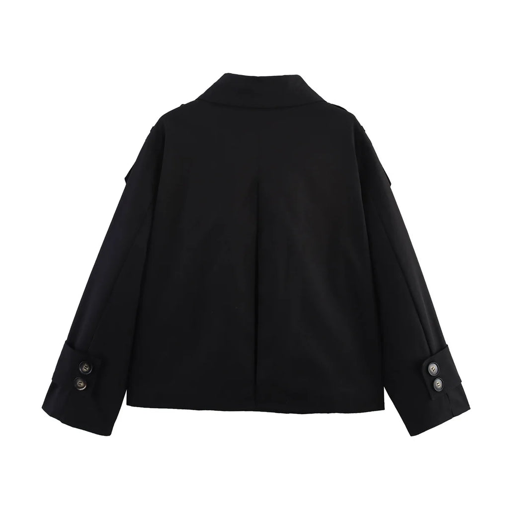 Trench Lady Coat Long Sleeve Coats Woman Jackets Casual Black Urban Classic Elegant New Denim Solid Cropped Outerwears