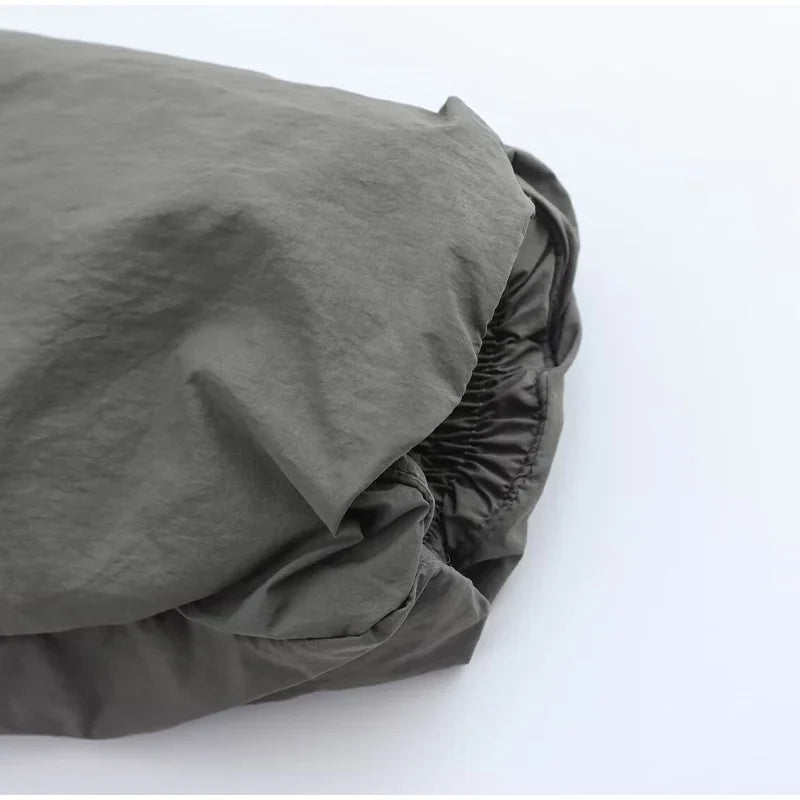 Casual Gray Lace Up Coat Women Cotton V-neck Luxury Pocket 2025 Autumn Thick Jackets Female Chic Street All-match Outwear Tops