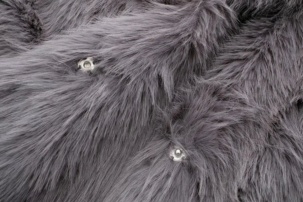 HH Winter Casual Women Solid Faux Fur Jackets 2024 Lapel Long Sleeve Patchwork Buttons Designer Coats Female Fashion Outwear