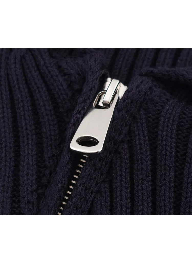 Women Knitted Coat 2025 New Women's Fashion Long Sleeve Zipper Knitted Short Coat Women's Elegant Casual New Lapel Outerwears