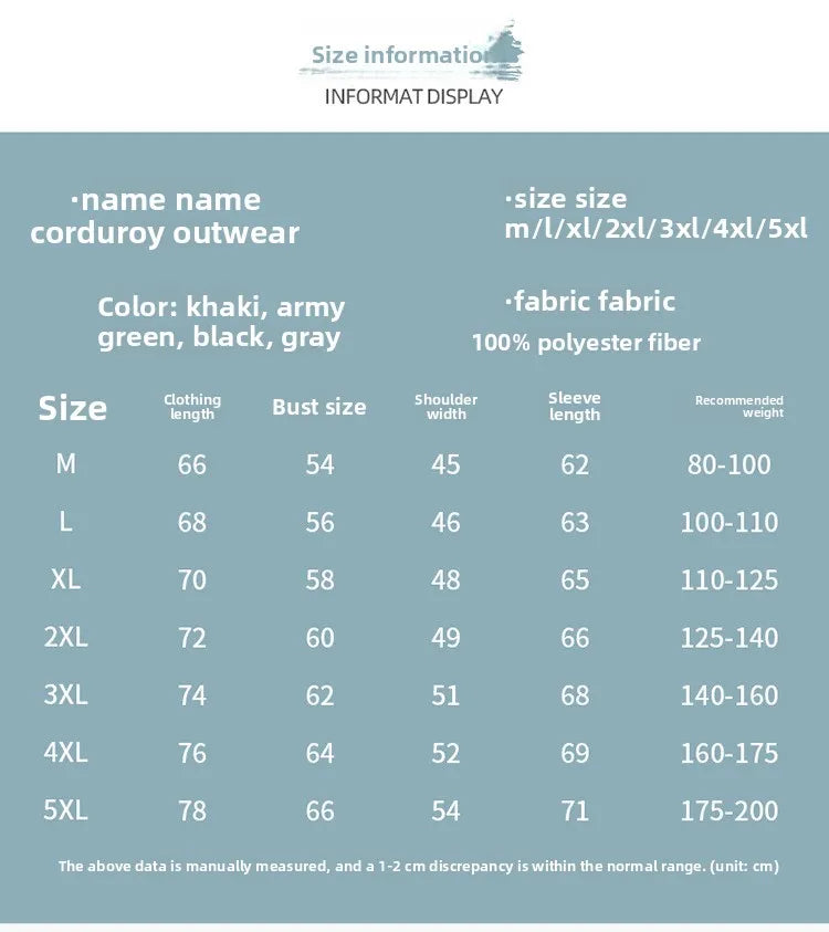 Corduroy lamb wool jacket men's winter loose fleece thickened casual lapel jacket men's clothes men jacket