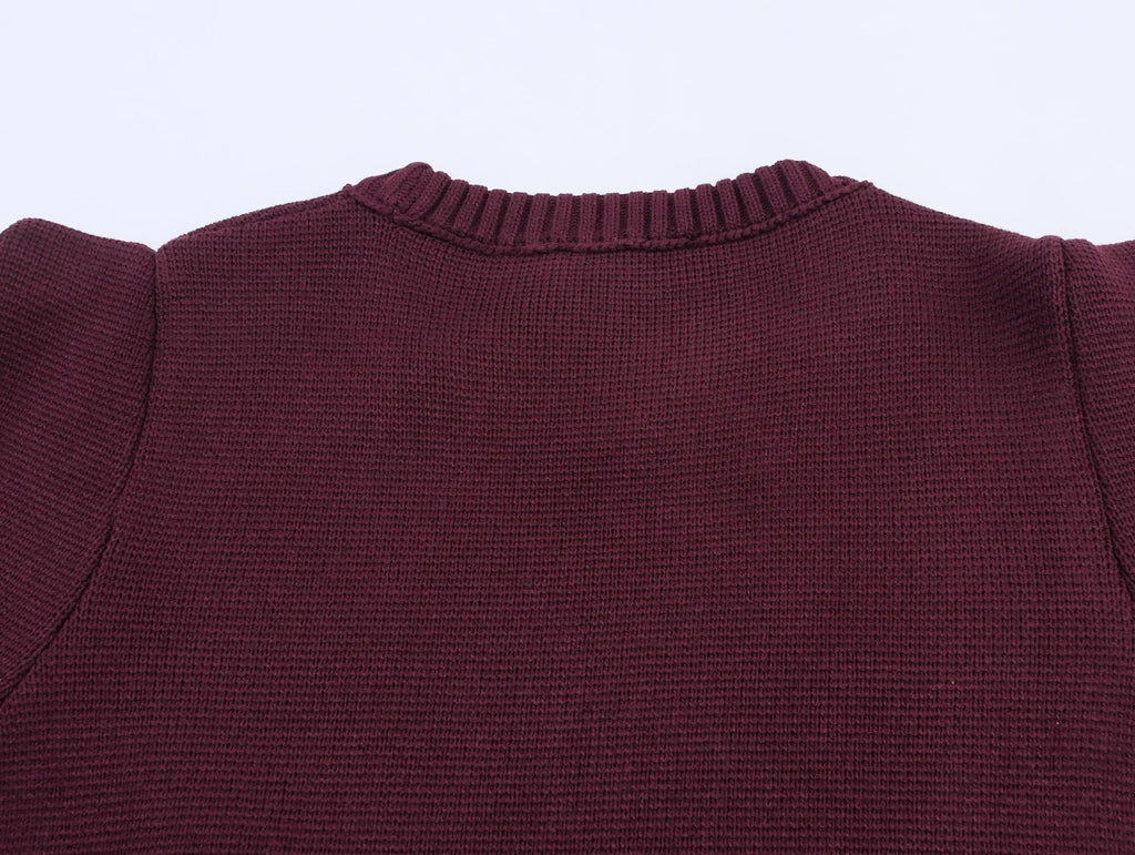 Woman's Knitted Pullover Round Neck Pleated Short Sleeve Slim Solid Color Cropped Sweater Simple Commuter Autumn Female Top