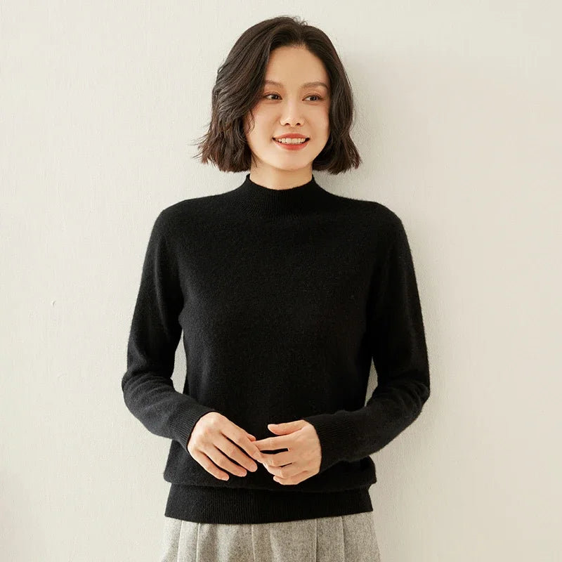 Women's Cashmere Sweater,  Cashmere Blend, Turtleneck Sweater, Knitted, Slim Fit, Basic Style, New Autumn and Winter 2024