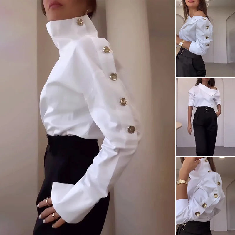 New Fashion Shirt For Women Women 2025 Casual Long-sleeve Button Women's Blouse Spring Chic White Tops Office Shirts Female