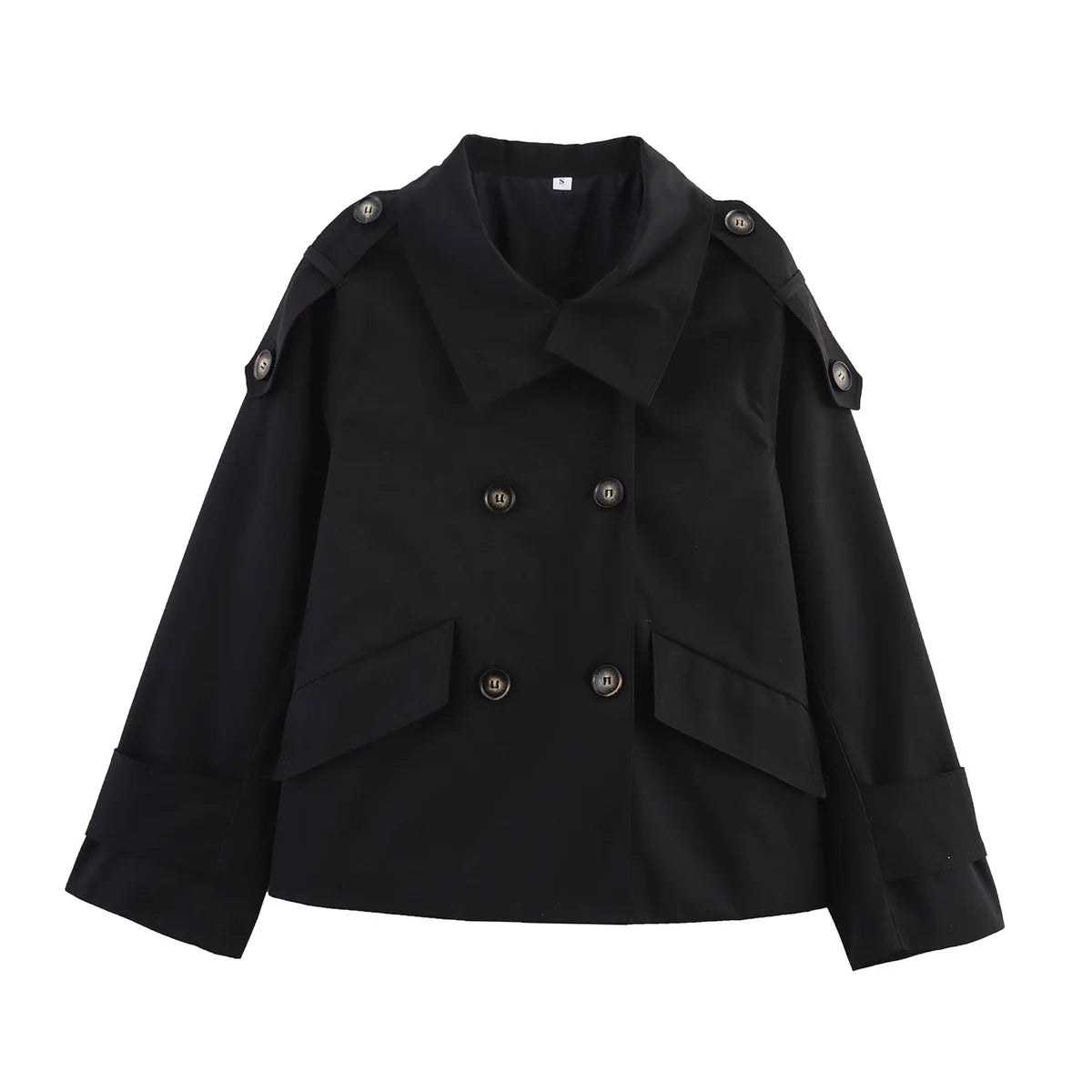 Trench Lady Coat Long Sleeve Coats Woman Jackets Casual Black Urban Classic Elegant New Denim Solid Cropped Outerwears