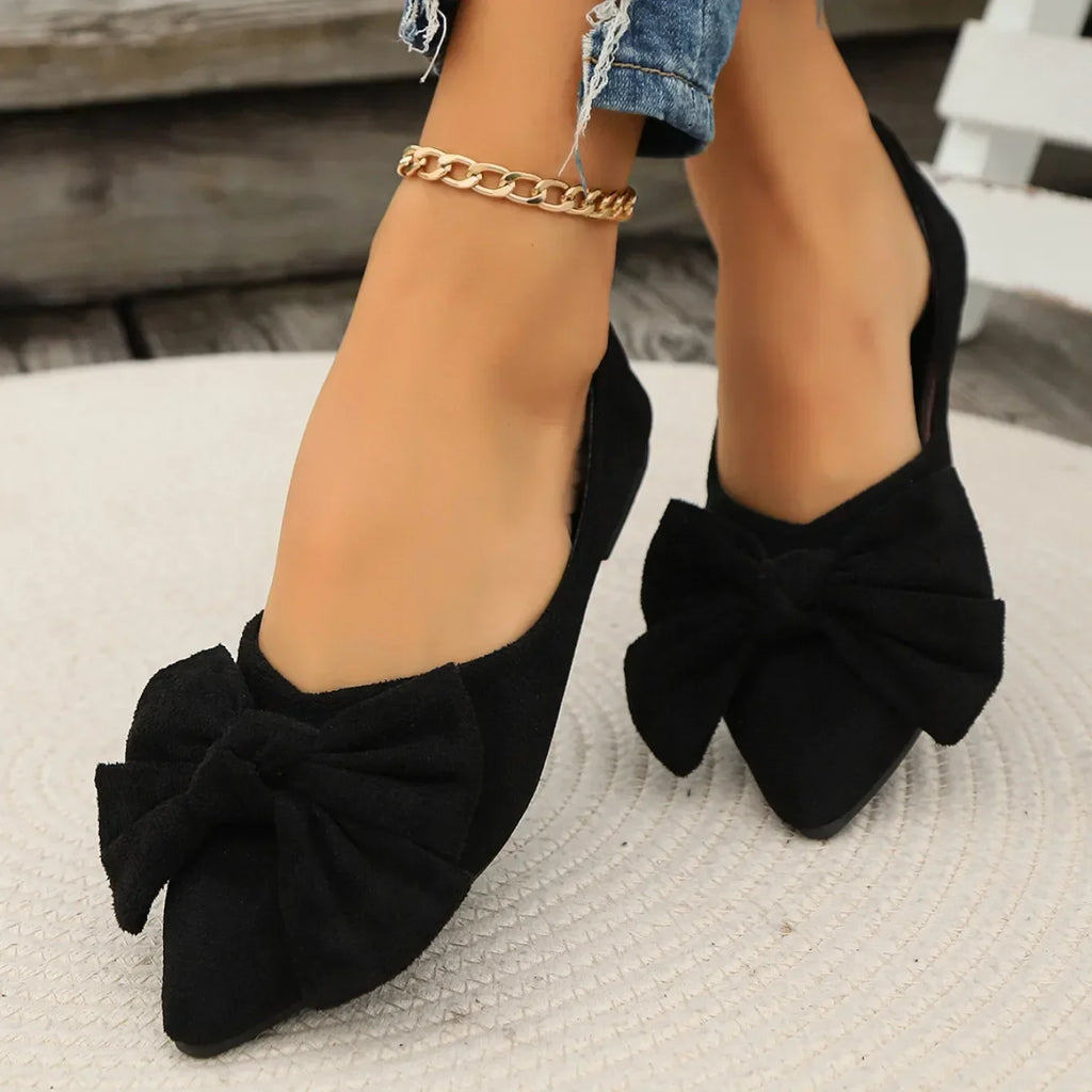 Women's Shoes 2025 Spring Pointed Women's Flats Fashion Bow Loafers Slip on Walking Flat Shoes Ladies Shallow Comfort Sneakers