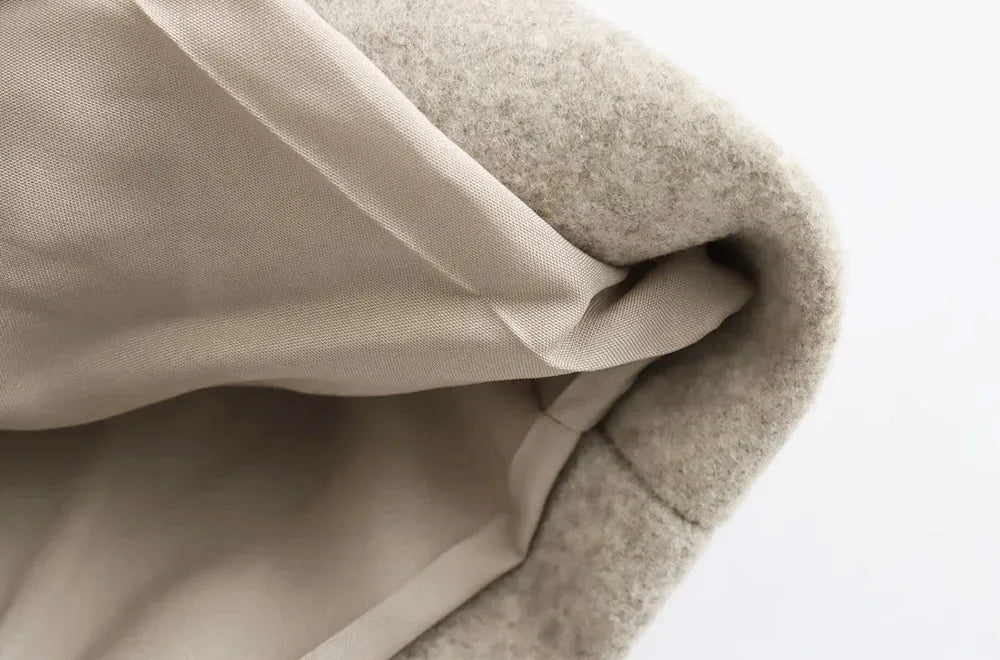 Women's Soft Loose Woolen Coat, Long Sleeve, Welt Pockets, Oversized, Female Outerwear, Chic Overcoat, Fashion