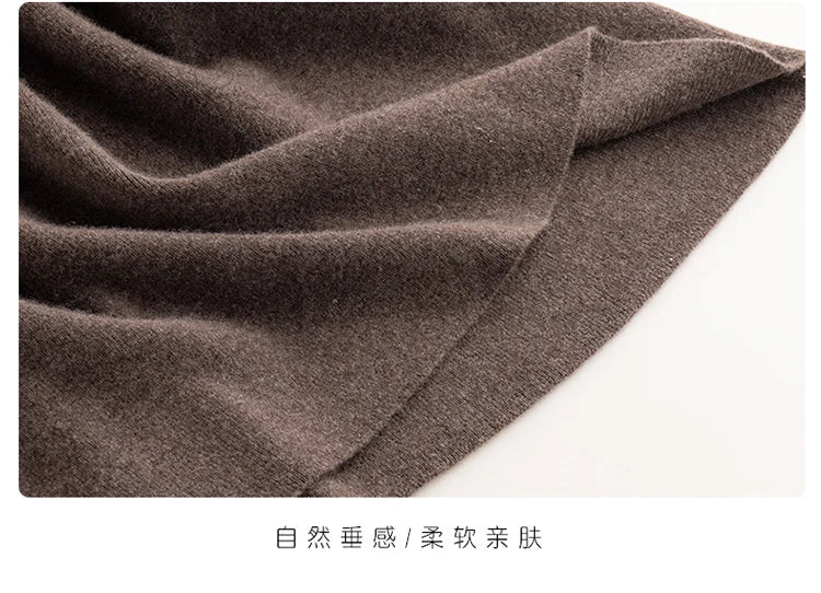 Cashmere Skirt Knitted Skirt Half Skirt, Double Pocket A-Line Skirt Skirts Plus Size Women Long Elegant Dress Women Clothing