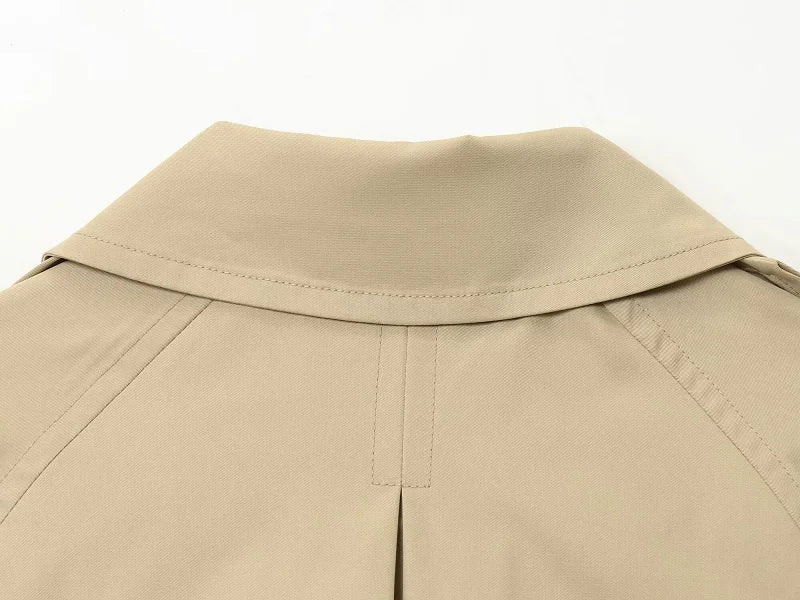 MUJER Short Trench Coat Woman Double Breasted Women's Windbreaker Cropped Demi-season Jacket for Women Outerwears Outdoor Coats