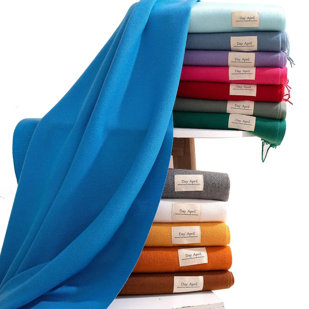 Cashmere Scarves for Women 2024 Winter Shawls Warm Wraps Lady Pashmina Solid Print Blanket Scarf Neck Headband Hijabs Stoles