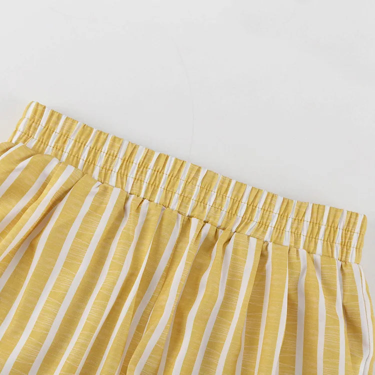 Women's Clothing 2025 Autumn New Striped Long-sleeved Loose Lace Top High Waist Trousers Fashionable Casual Suit