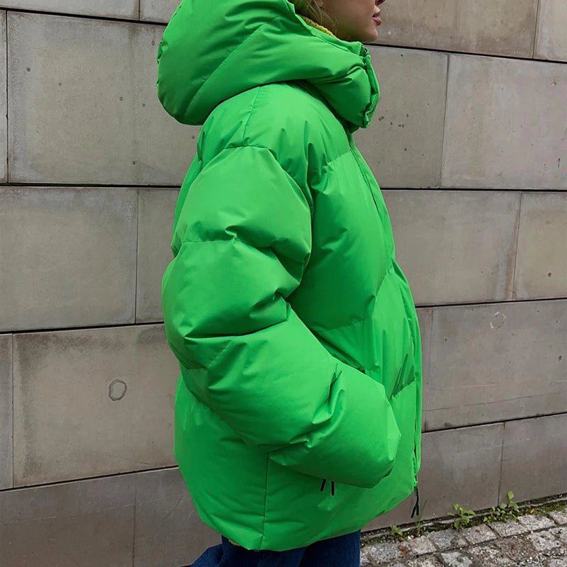 2024 Women Winter Coat Long Sleeve Hooded Thick Cotton Down Coat Women Tops Loose Style Warm Jacket Coat Casaco Feminino