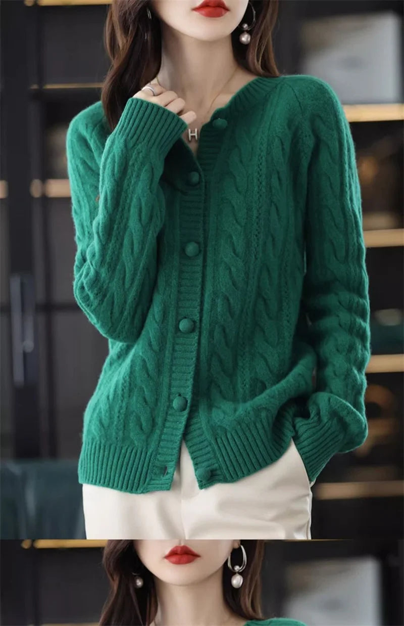 Cashmere Sweater For Women Autumn And Winter New Knitted Cardigan For Women Loose Fitting Woolen Sweater Lapel Jacket Camel XXXL