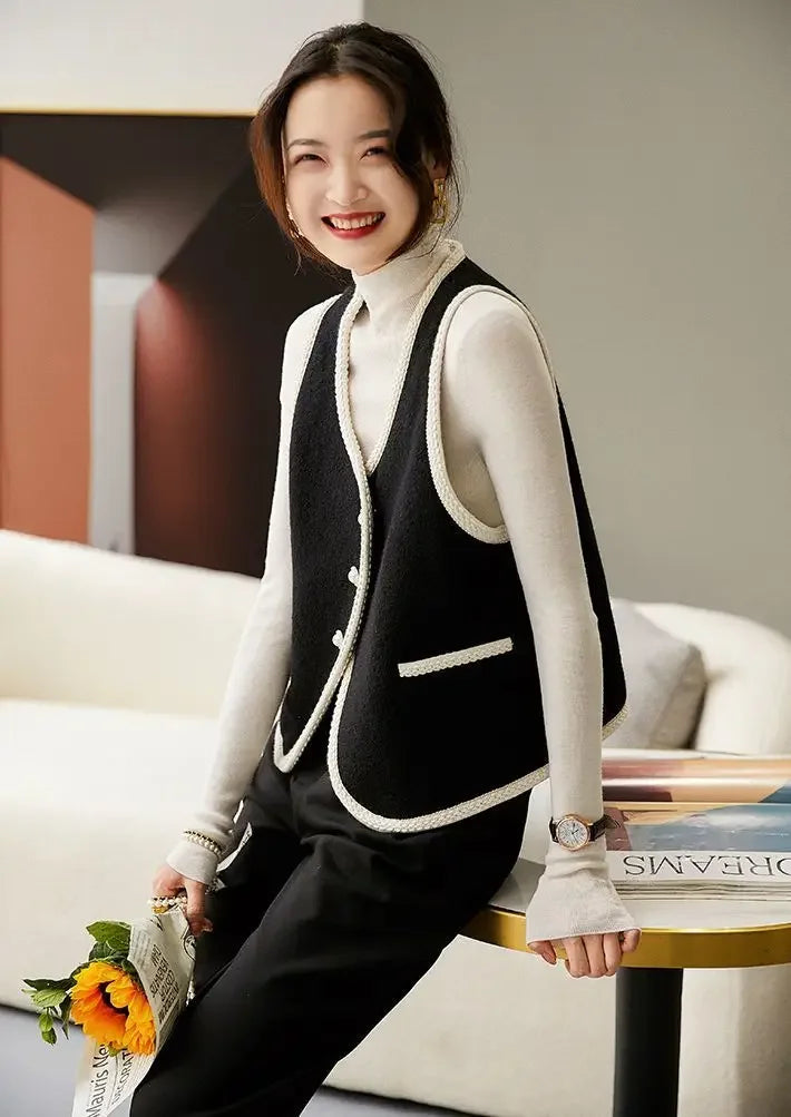 Vest for Women Clothes Fashion 2025 Black Insulated Sleeveless Wool Waistcoat Woman Cold Cheap Lightweight Padded Casual Elegant