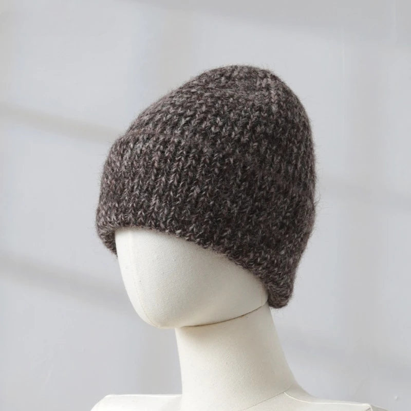 2025 Wool Warm Winter Hat for Woman Big Head Soft Beanies Female Thick Knitted Cashmere Hat Unisex Skiing Ski Outdoor Cap