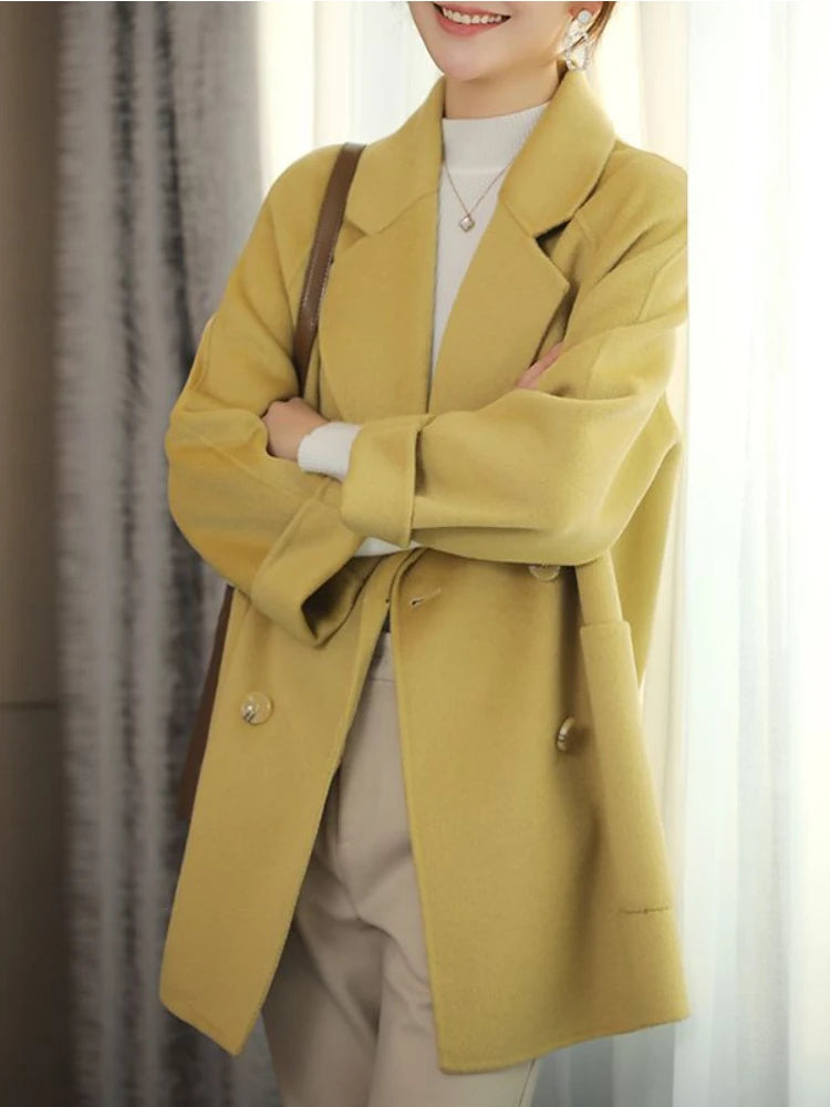 Wool Coat Elegance Coats and Jackets Women New In Autumn Winter Jacket Women Korean Style Long Sleeve Office Lady Trench Coat