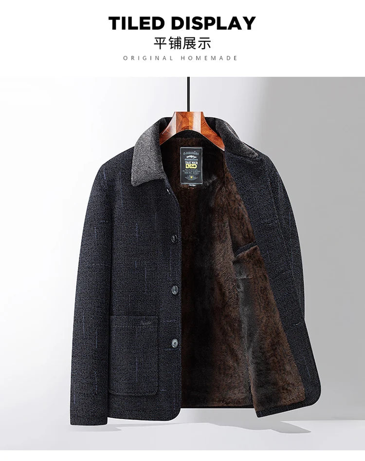 2024 Men Woolen Coats Men's business Casual Trench Coat Winter Coat with wool inner Man Autumn and Winter Wool Coat for Men