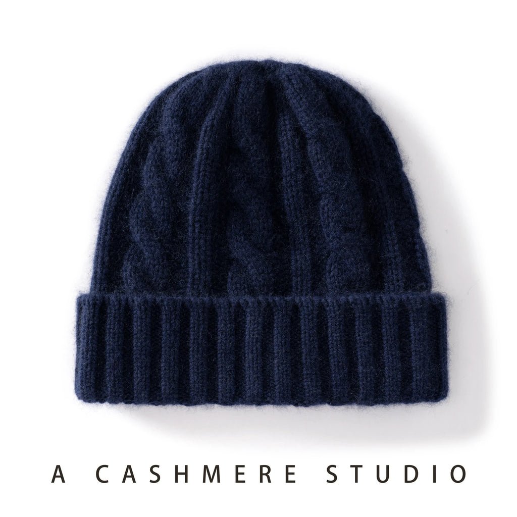 Cashmere Hat For Women/Men Winter New Thickened Fashion Solid Twisted Knitted Beanies Hats Casual Unisex Outdoor Soft Warm Caps