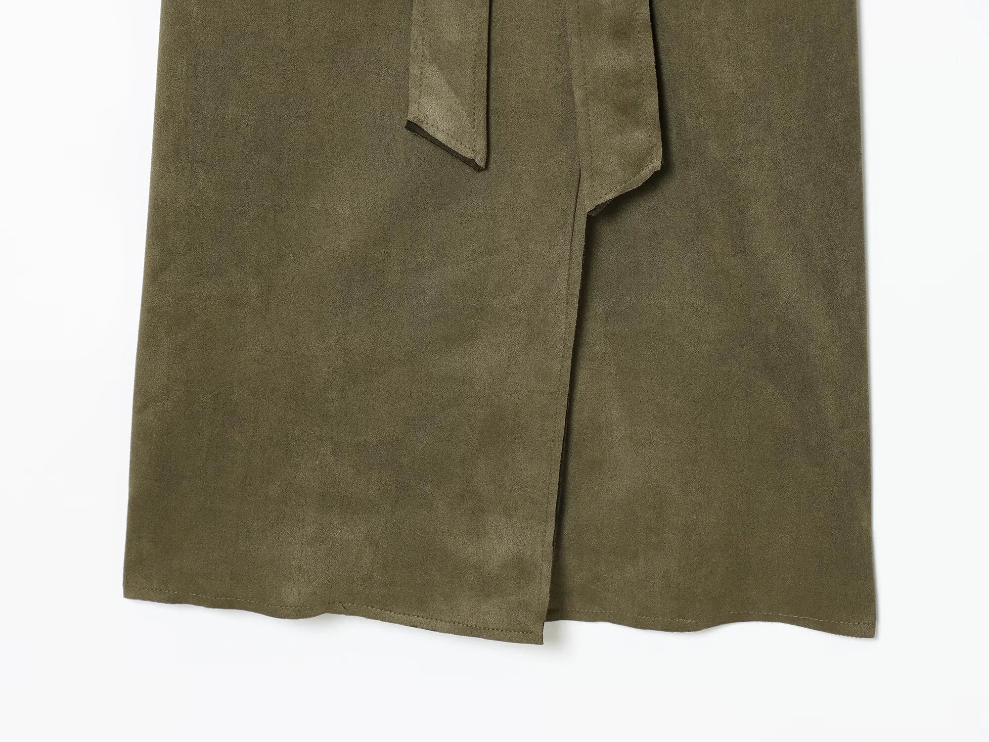 2025 Winter New Women's Casual Fashionable Simple Lapel Double-Breasted Long Trench Coat with Belt and Suede