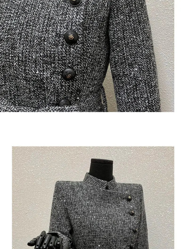 Female Overcoat 2025 New Fashion Gray Women Woolen Coat Autumn Winter Temperament High Quality Casual Women's Woolen Coat H249
