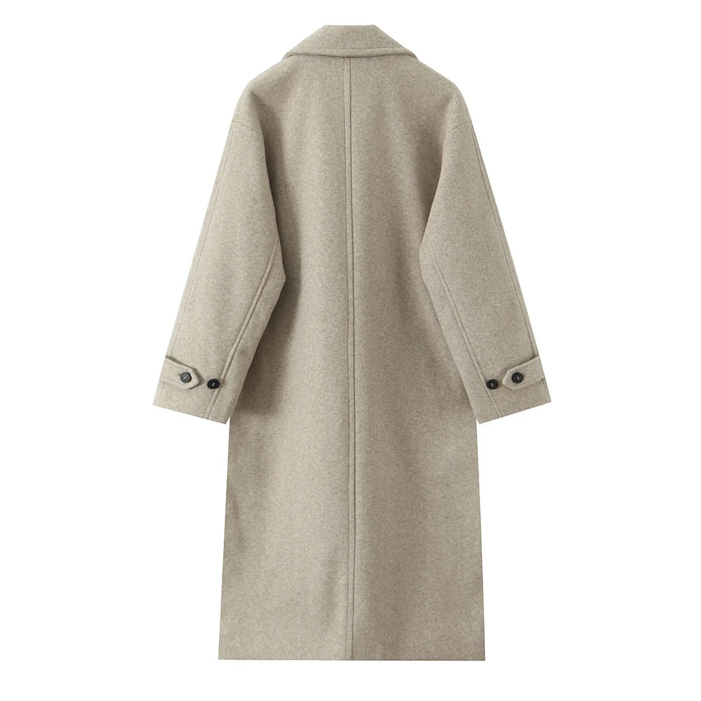 Women Winter Luxury Long Coats Solid Warm Soft Wool Long Coat Women High Street Loose Casual Double Breasted Overcoat 2025