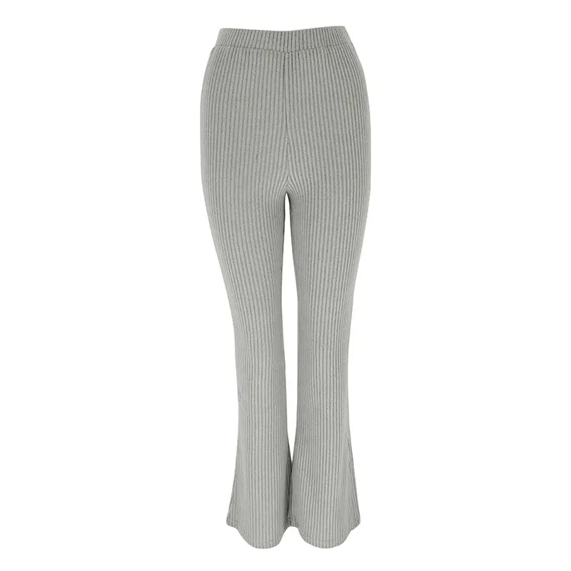 Women's Trousers Autumn New Streetwear Fashion Casual Slim Versatile Pants Clothing Solid Sexy Elegant Female Knitted Trousers