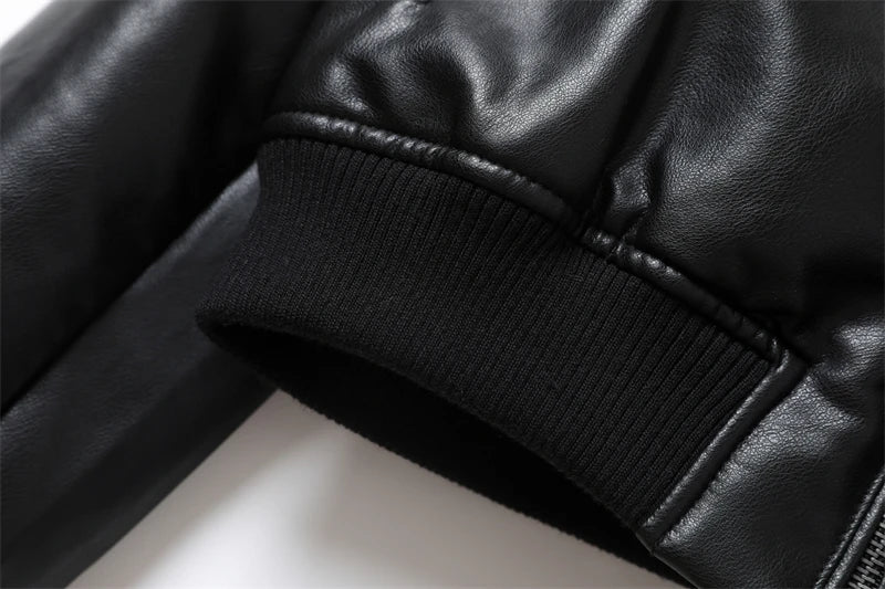 ZVRI Women's 2023 new vintage imitation leather bomber jacket coat top women's style