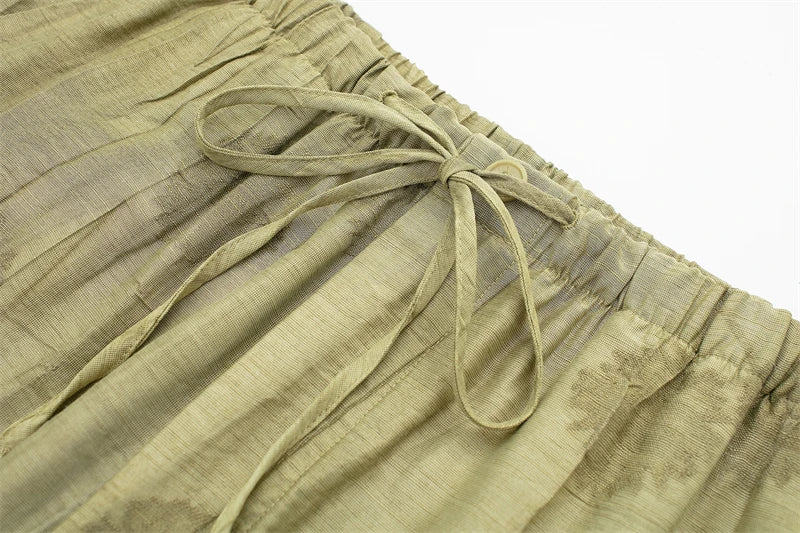 Women's Set 2024 New Fashion Spring Jacquard Loose Ladies Shirt Summer Women Pants Casual Chic Print Set for Women