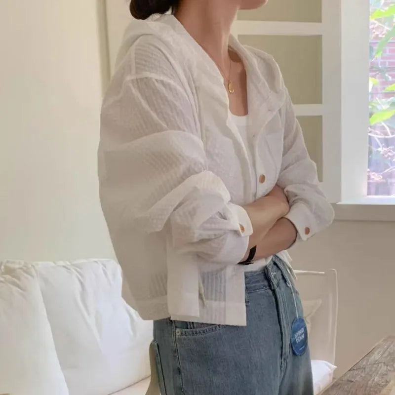Women Shirt Summer Fashion Sunshade Long Sleeve Casual
