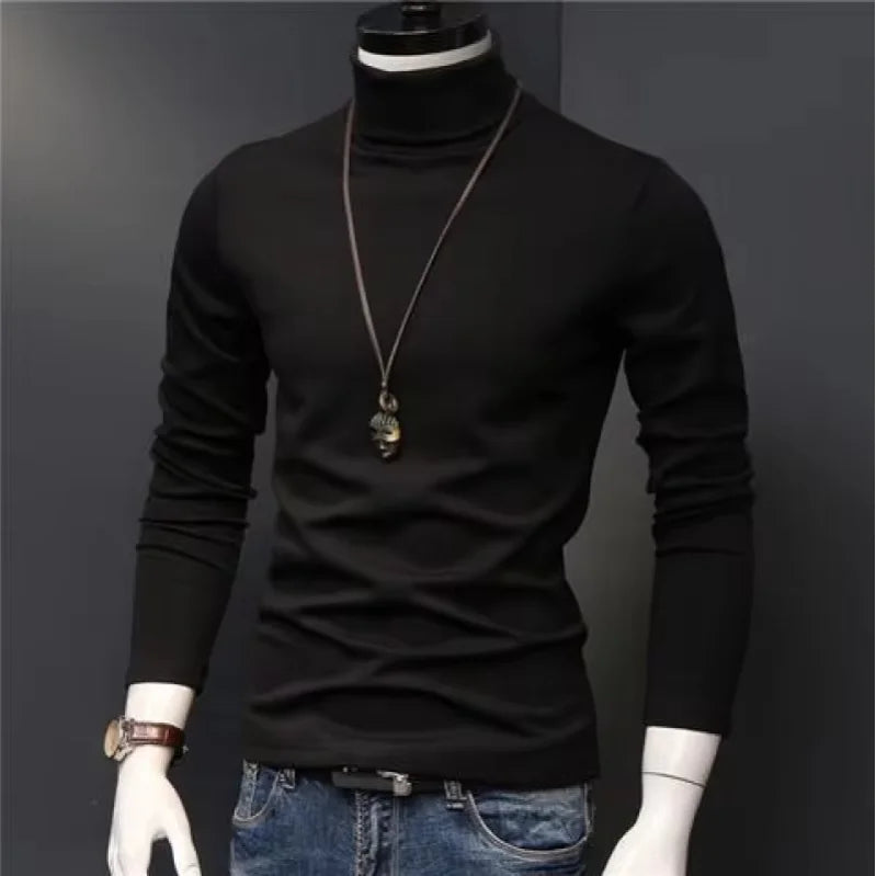 Winter Thermal Underwear Men High Collar Modal Plain Undershirts Man Warm Turtleneck Pullover Long Sleeve Tops Clothes Termico