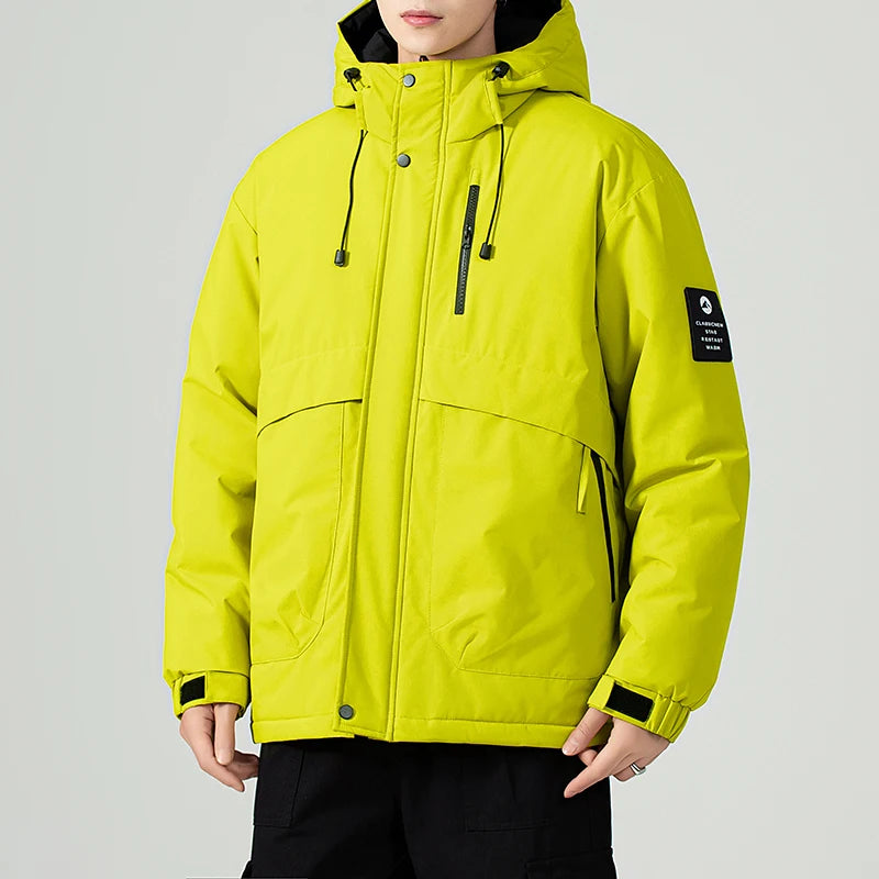 Men's Fishing Jacket  Mountain Climbing Coat Men Thickened Hooded Coat New Winter Loose Men Simple and Fashionable Work Jacket