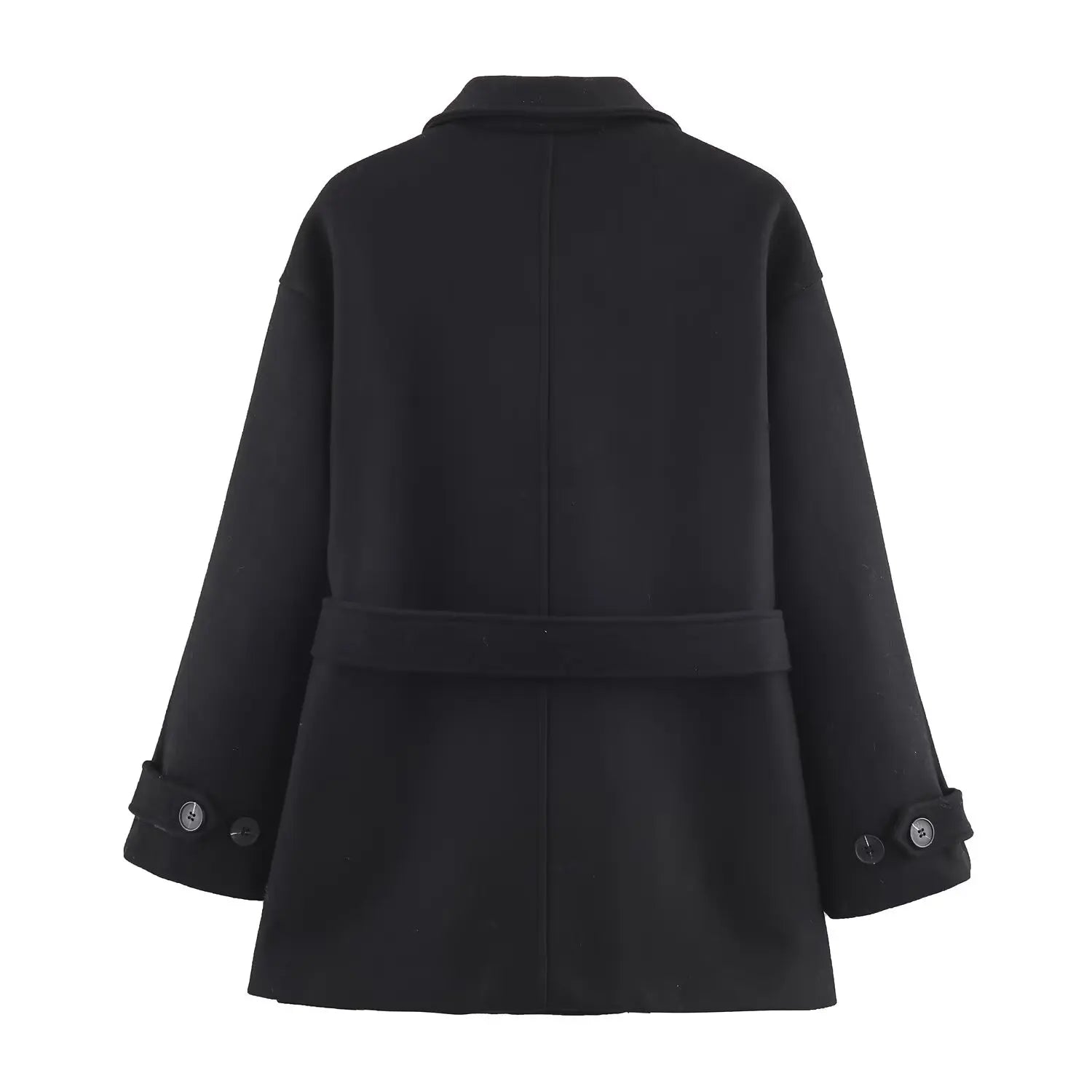 Women Wool Coat With Belt Autumn Winter Female Laple Long Sleeve Single-Breasted Outwear Coat Lady Loose Jackets