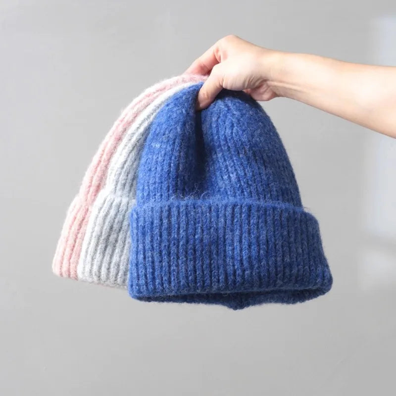 2025 Wool Warm Winter Hat for Woman Big Head Soft Beanies Female Thick Knitted Cashmere Hat Unisex Skiing Ski Outdoor Cap