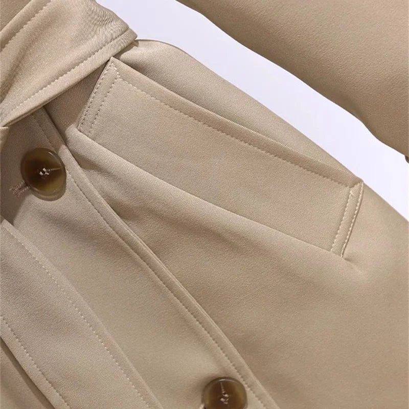 Women's Trench Coat Medium-length Windcheater Double-breasted Sashes Topcoat Streetwear Lady Outerwear Casual Tops Spring Autumn