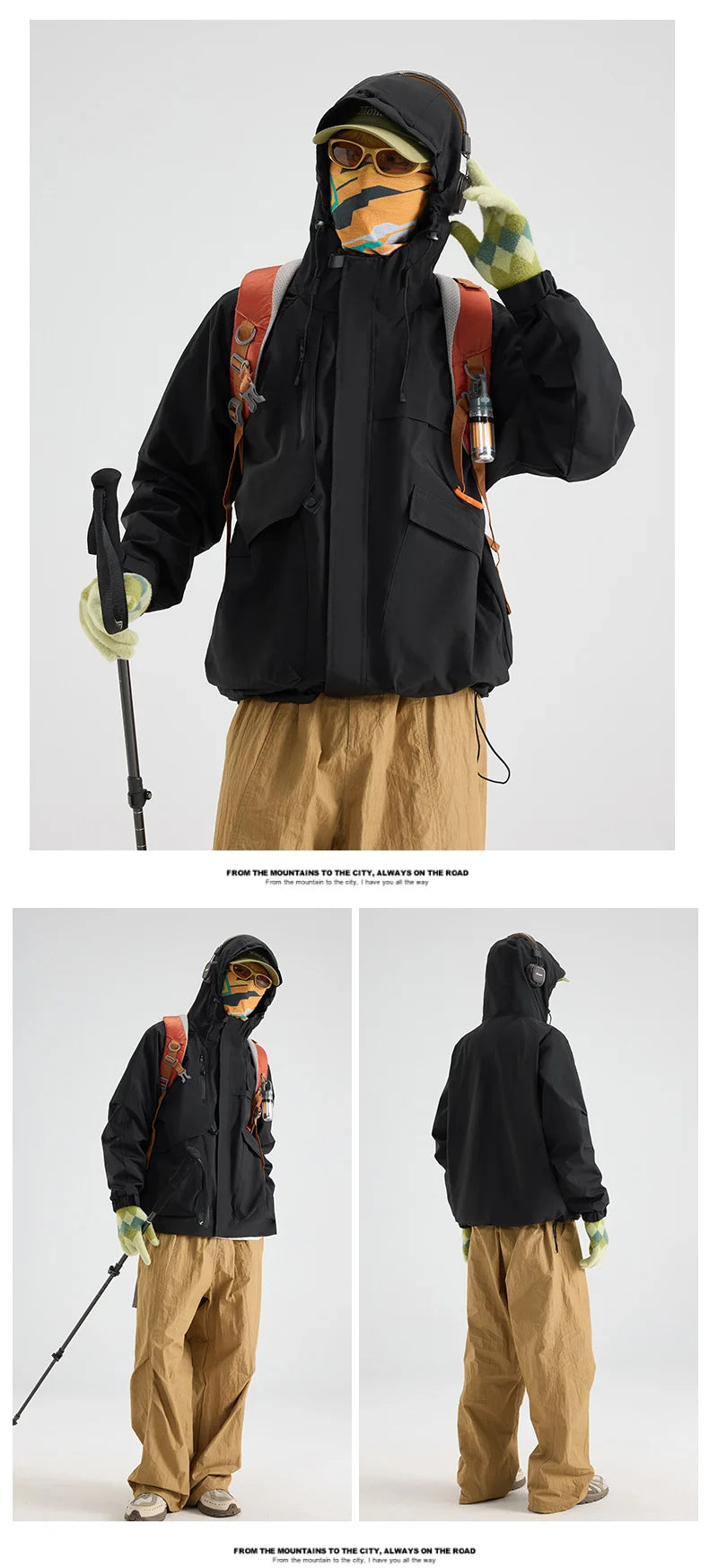 2025 Man Mountaineering Jacket Windproof Waterproof Hiking Jackets for Men Fashion Hip Hop Design Casual Oversize Outdoors Coat