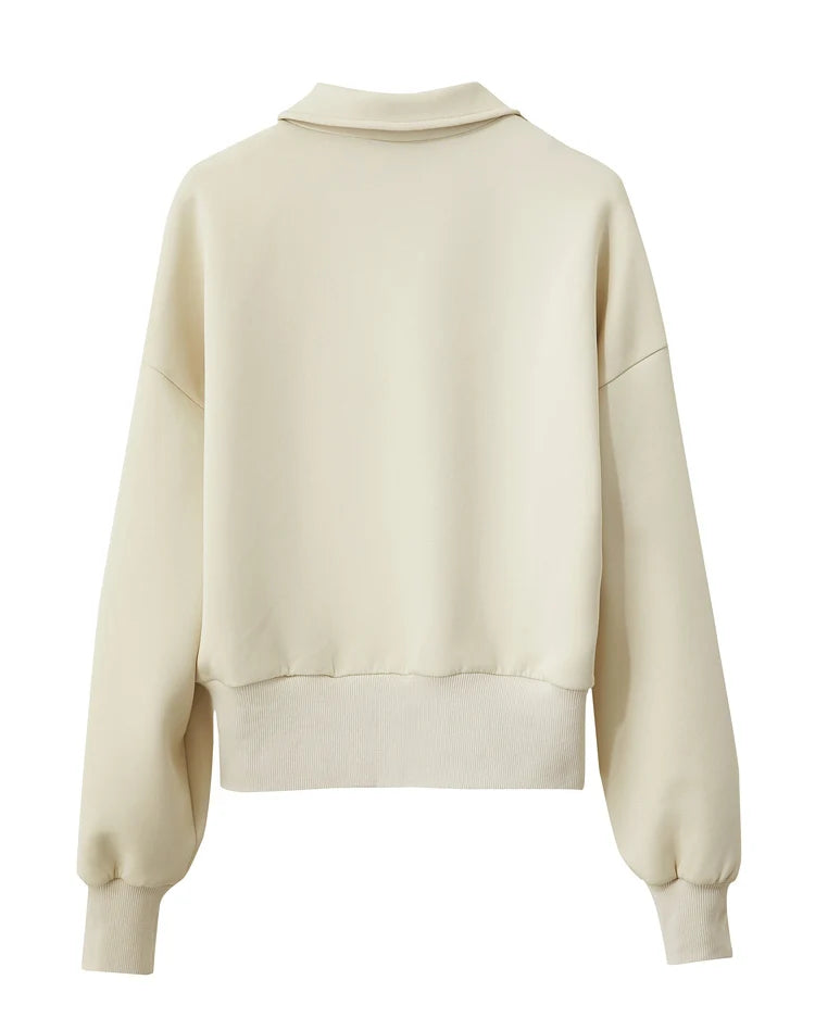 Amii Fall Clothes 2024 Women Casual Zip Up Short Coat Women Sweatshirt Solid Turtleneck Loose Sports Streetwear Jacket 12443222