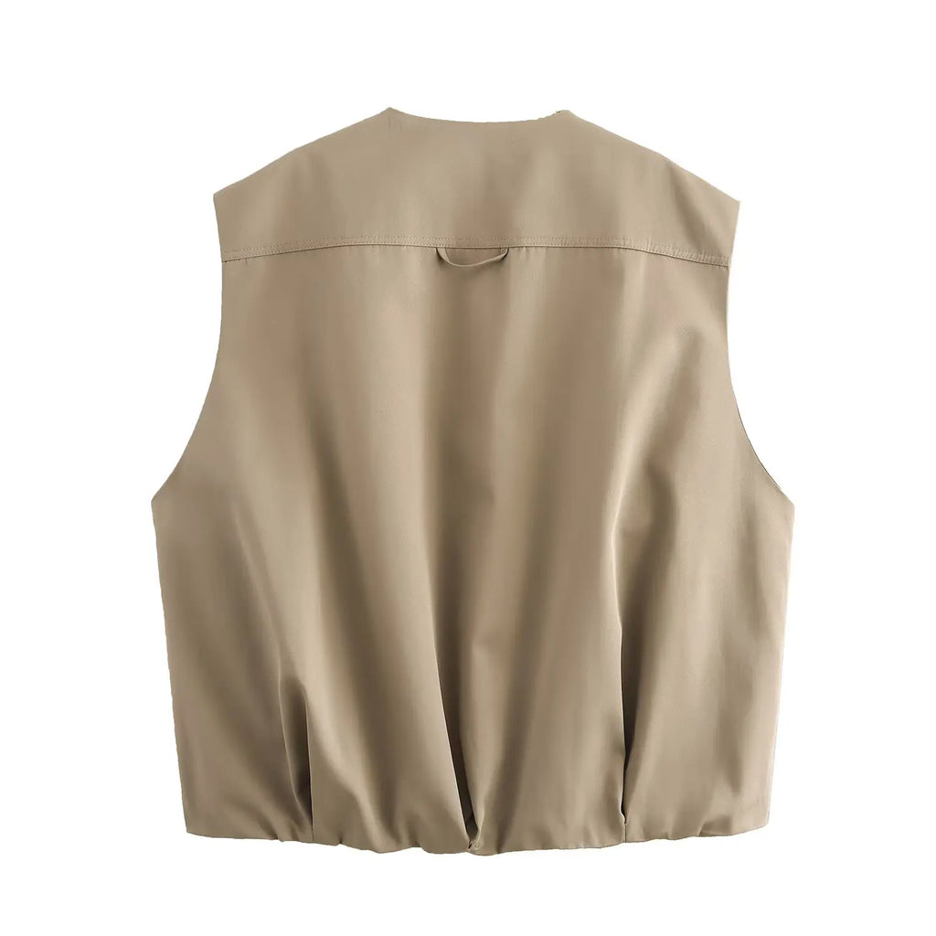 ZAJIA 2025 Spring New Women's Clothing European and American Style French Fashion Design Loose Vest Top