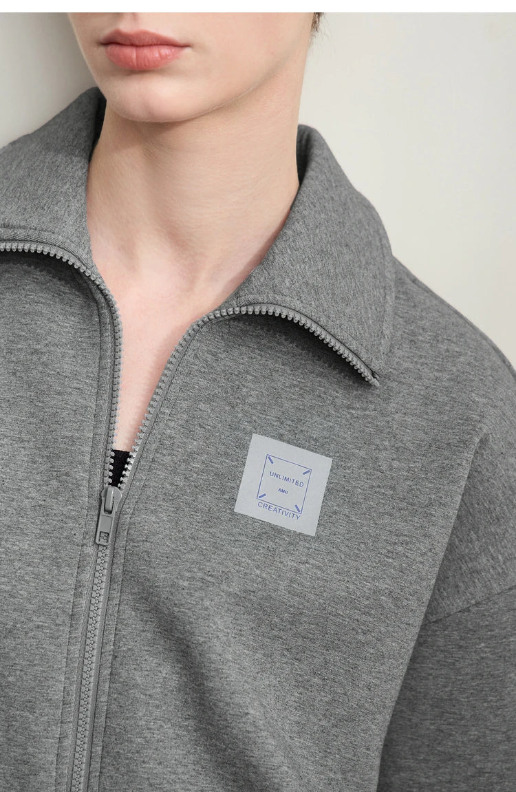 Amii Fall Clothes 2024 Women Casual Zip Up Short Coat Women Sweatshirt Solid Turtleneck Loose Sports Streetwear Jacket 12443222