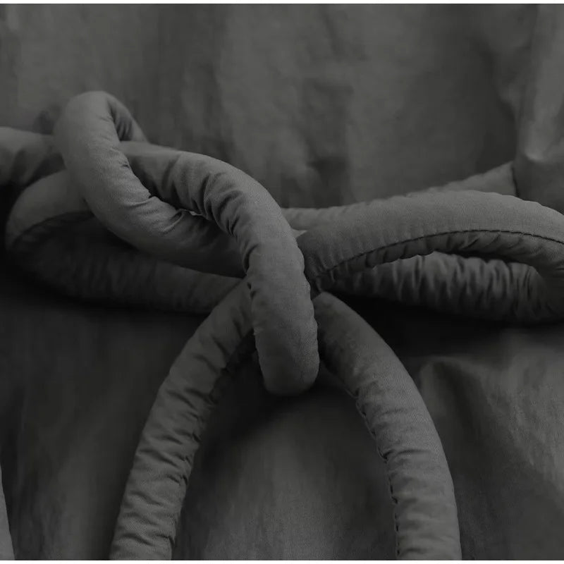 Casual Gray Lace Up Coat Women Cotton V-neck Luxury Pocket 2025 Autumn Thick Jackets Female Chic Street All-match Outwear Tops