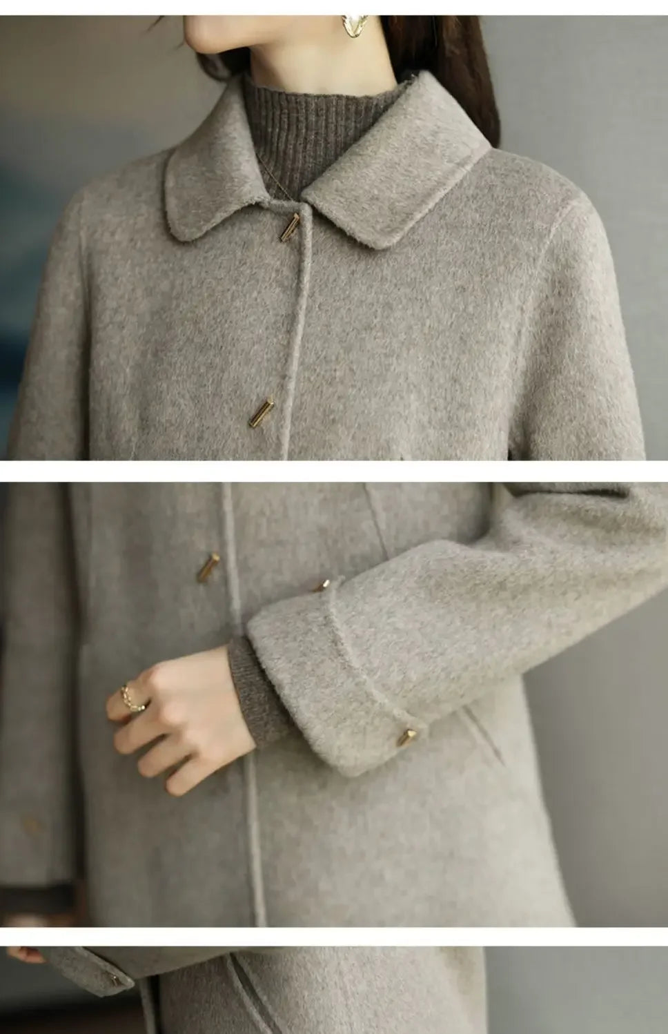 High End Minimalist and Fashionable Woolen Coat for Women in Autumn and Winter New Small French Style Casual Woolen Coat Blends