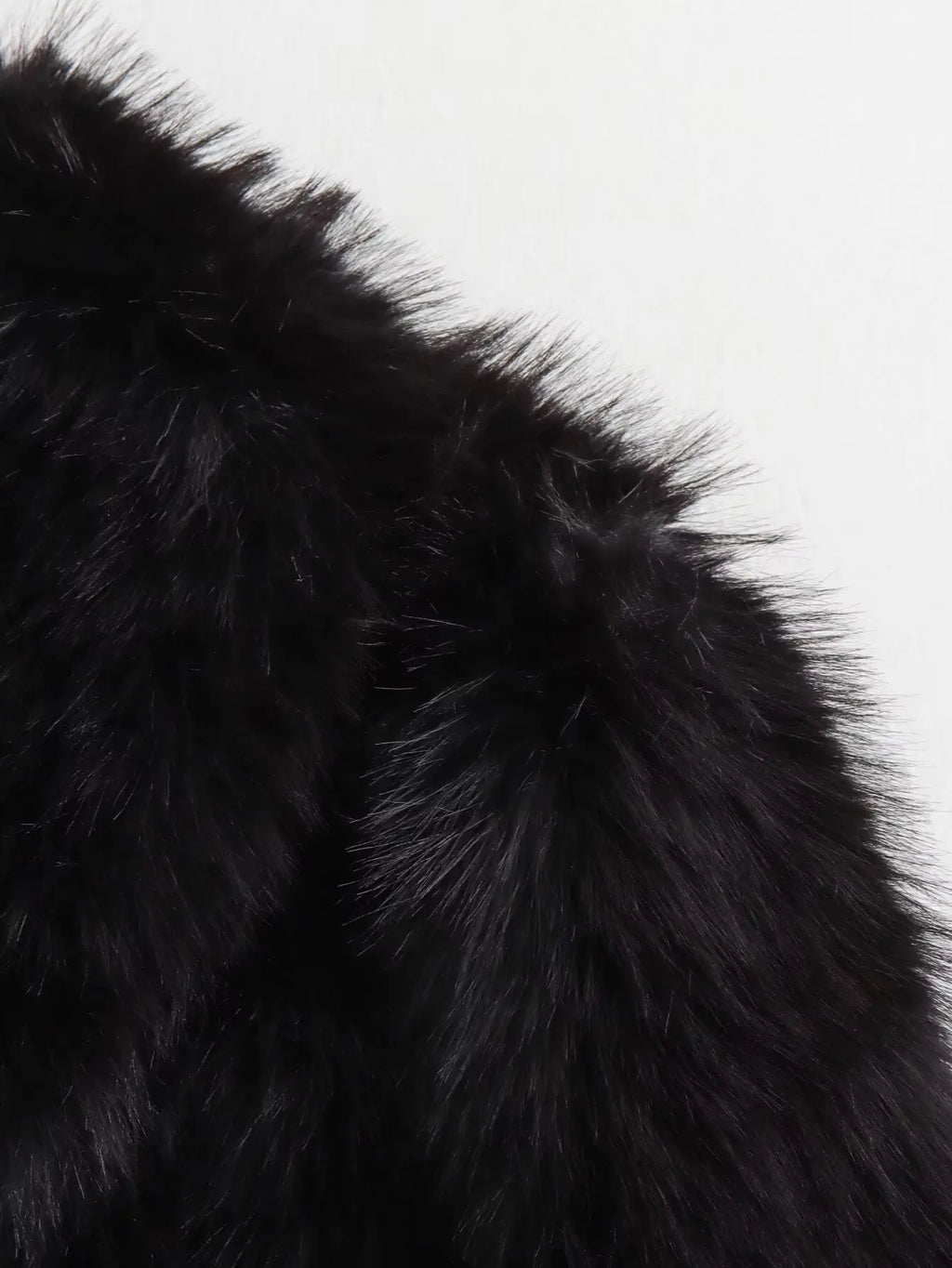 Black Faux Fur Coat for Women Autumn Winter Plush Wool Coats Black Wool & Blends Coats Outerwears Long Sleeve Warm Fur Coat