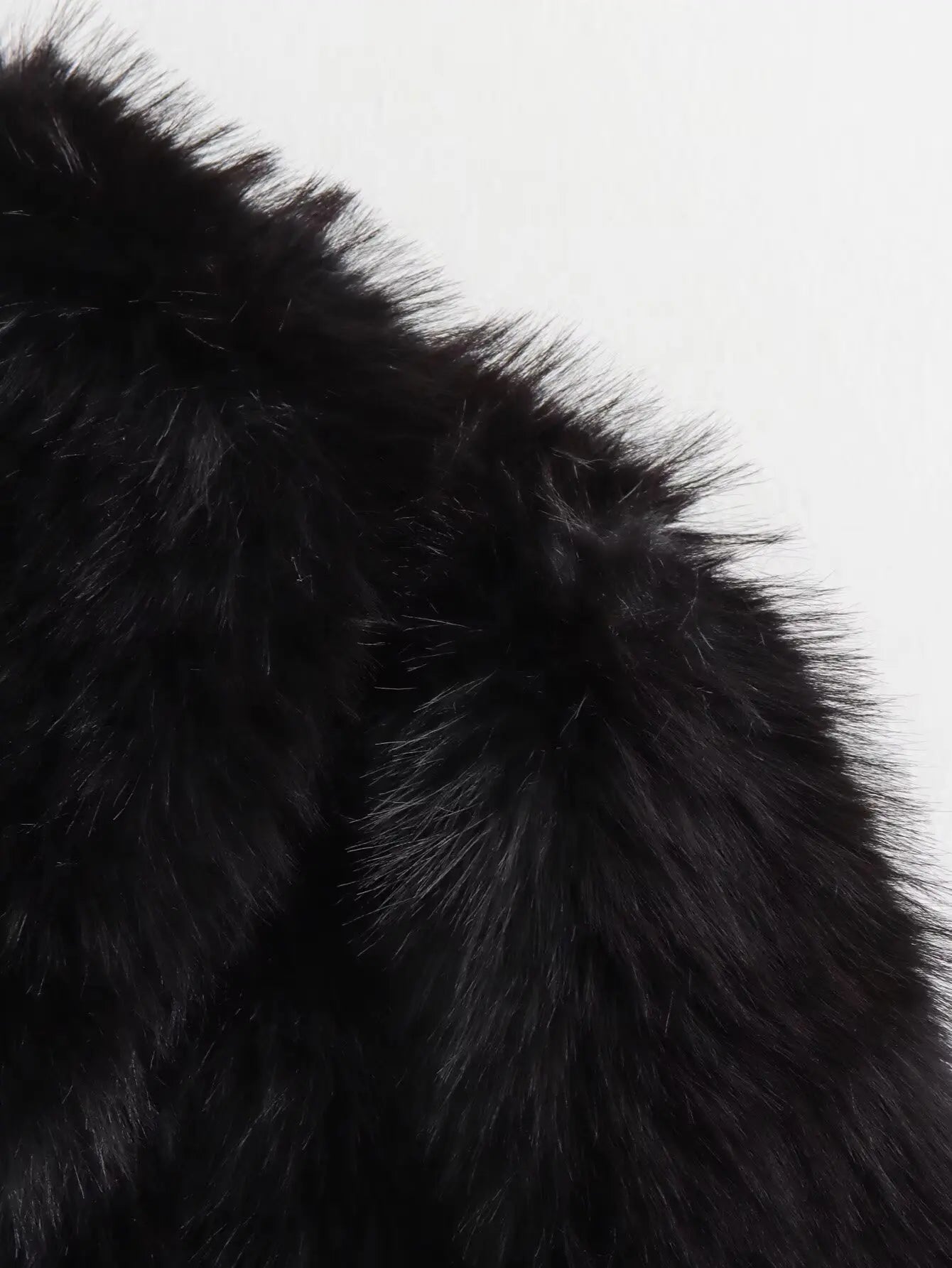 Black Faux Fur Coat for Women Autumn Winter Plush Wool Coats Black Wool & Blends Coats Outerwears Long Sleeve Warm Fur Coat