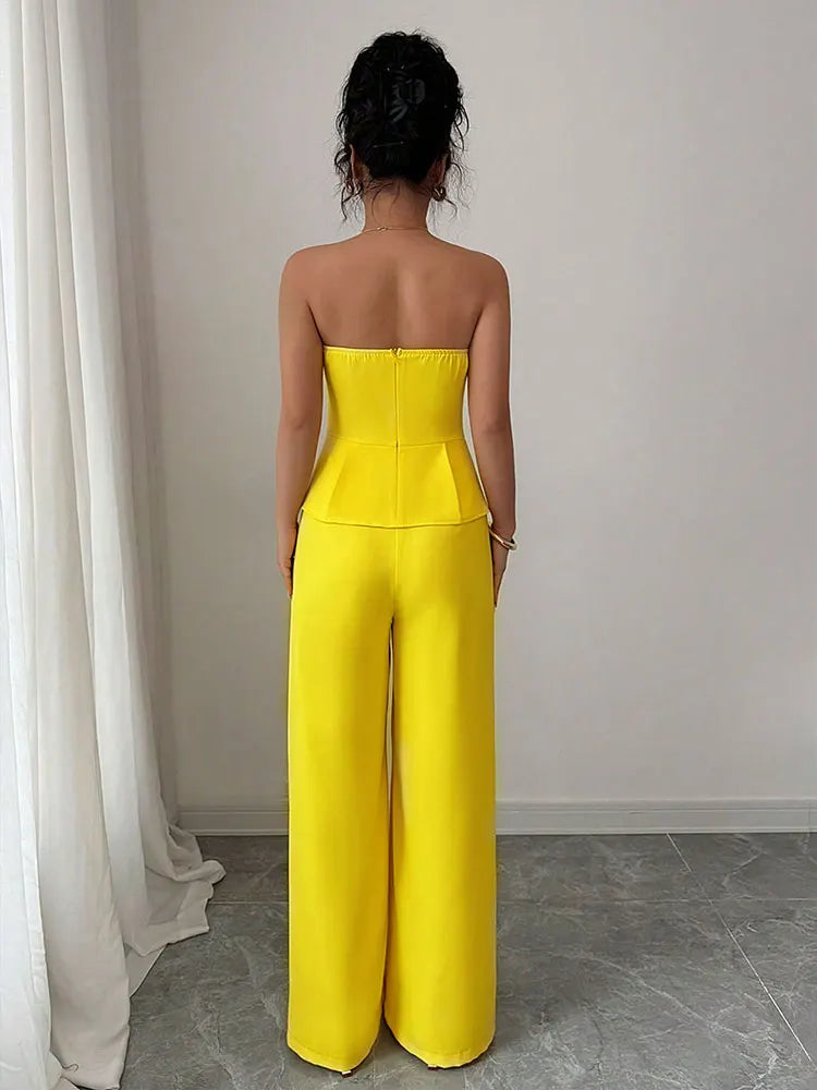 Women's Vest Trousers Tow Piece Summer New Fashion Streetwear Zippers Crop Top Casual Slim Trousers Solid Sexy Backless Clothing
